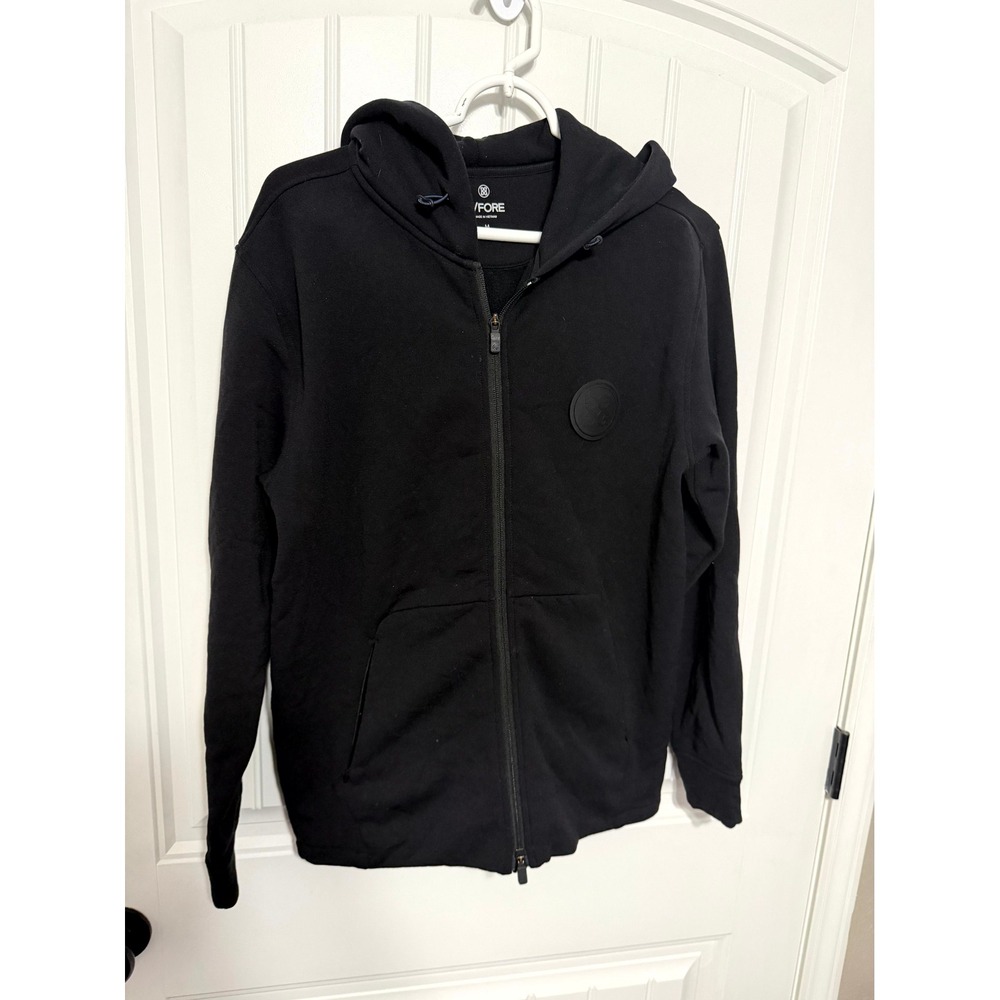 G/FORE Full Zip Hoodie Mens Medium Black Tech Fleece Performance Golf Jacket